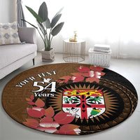 Personalised Fiji Day Round Carpet Fijian Tapa Pattern Mix Tagimoucia - Brown Version