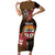 Personalised Fiji Day Short Sleeve Bodycon Dress Fijian Tapa Pattern Mix Tagimoucia - Brown Version