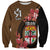 Personalised Fiji Day Sweatshirt Fijian Tapa Pattern Mix Tagimoucia - Brown Version