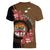 Personalised Fiji Day Women V-Neck T-Shirt Fijian Tapa Pattern Mix Tagimoucia - Brown Version