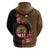 Personalised Fiji Day Zip Hoodie Fijian Tapa Pattern Mix Tagimoucia - Brown Version