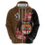 Personalised Fiji Day Zip Hoodie Fijian Tapa Pattern Mix Tagimoucia - Brown Version