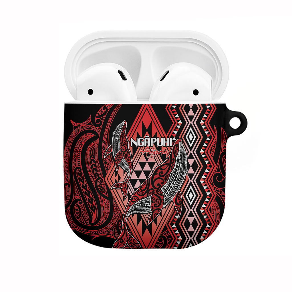 Aotearoa Iwi Ngapuhi AirPods Case NZ Maori Humpback Whale Taniko Motifs LT14 Red - Polynesian Pride