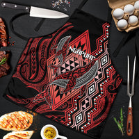 Aotearoa Iwi Ngapuhi Apron NZ Maori Humpback Whale Taniko Motifs LT14 Red - Polynesian Pride