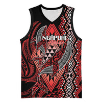 Aotearoa Iwi Ngapuhi Personalised Basketball Jersey NZ Maori Humpback Whale Taniko Motifs LT14 Unisex Red - Polynesian Pride