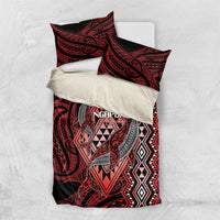 Aotearoa Iwi Ngapuhi Bedding Set NZ Maori Humpback Whale Taniko Motifs LT14 US Twin 172cm x 218cm Red - Polynesian Pride