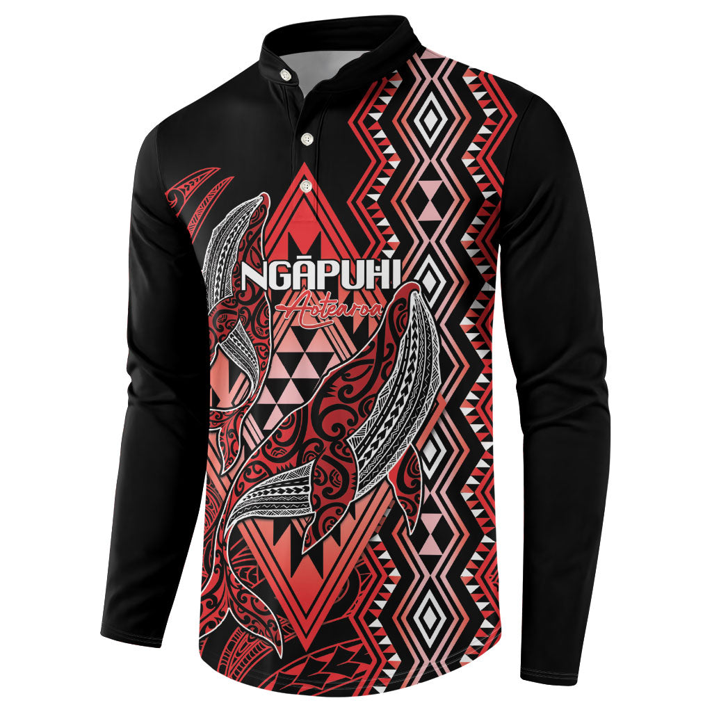 Aotearoa Iwi Ngapuhi Personalised Button Sweatshirt NZ Maori Humpback Whale Taniko Motifs LT14 - Polynesian Pride