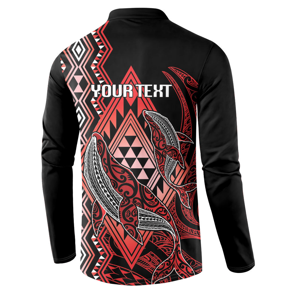 Aotearoa Iwi Ngapuhi Personalised Button Sweatshirt NZ Maori Humpback Whale Taniko Motifs LT14 - Polynesian Pride