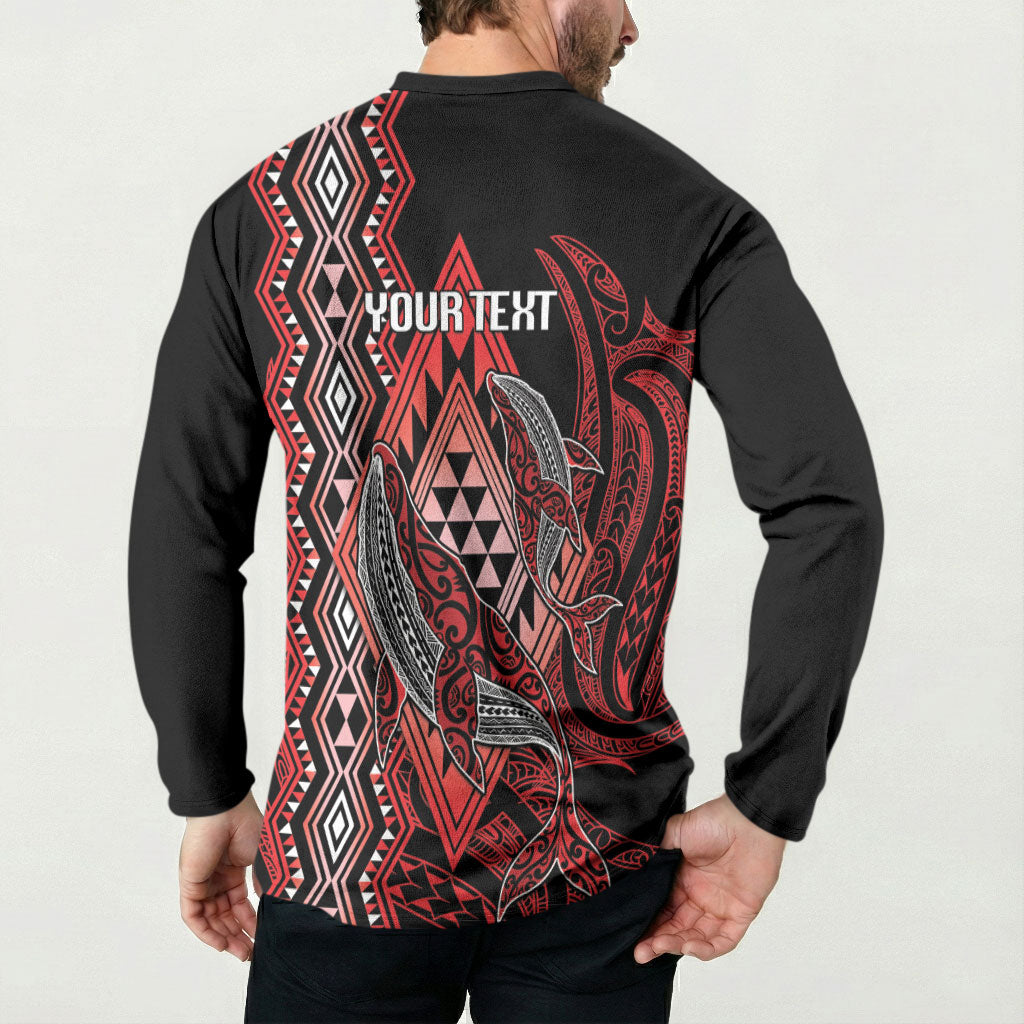 Aotearoa Iwi Ngapuhi Personalised Button Sweatshirt NZ Maori Humpback Whale Taniko Motifs LT14 - Polynesian Pride