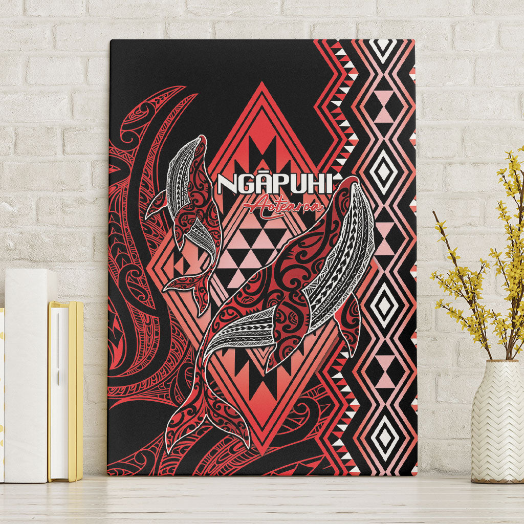 Aotearoa Iwi Ngapuhi Canvas Wall Art NZ Maori Humpback Whale Taniko Motifs LT14 Without Frame Red - Polynesian Pride