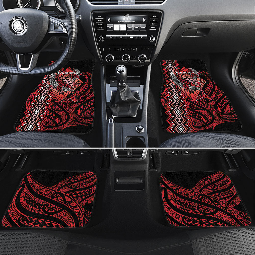 Aotearoa Iwi Ngapuhi Personalised Car Mats NZ Maori Humpback Whale Taniko Motifs LT14 Set 4pcs Red - Polynesian Pride