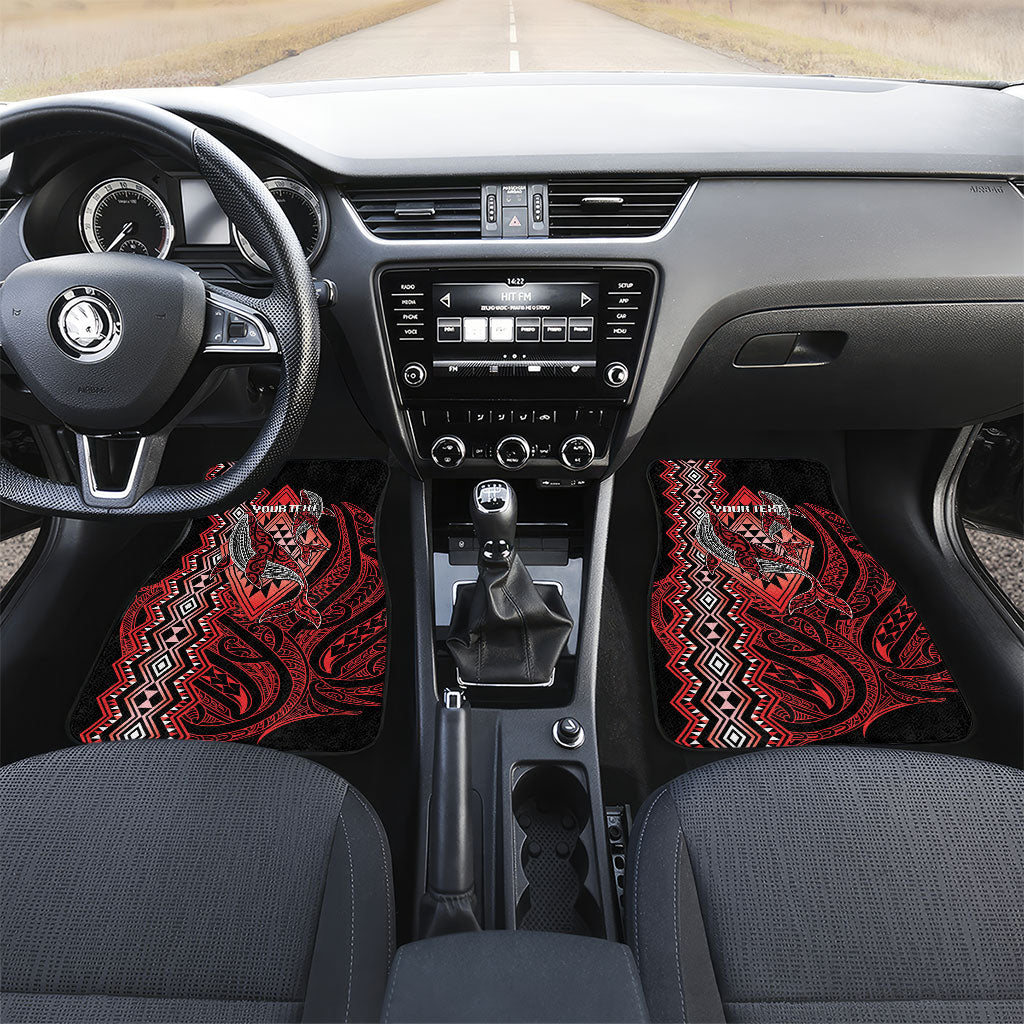 Aotearoa Iwi Ngapuhi Personalised Car Mats NZ Maori Humpback Whale Taniko Motifs LT14 Set 2pcs - Front Red - Polynesian Pride