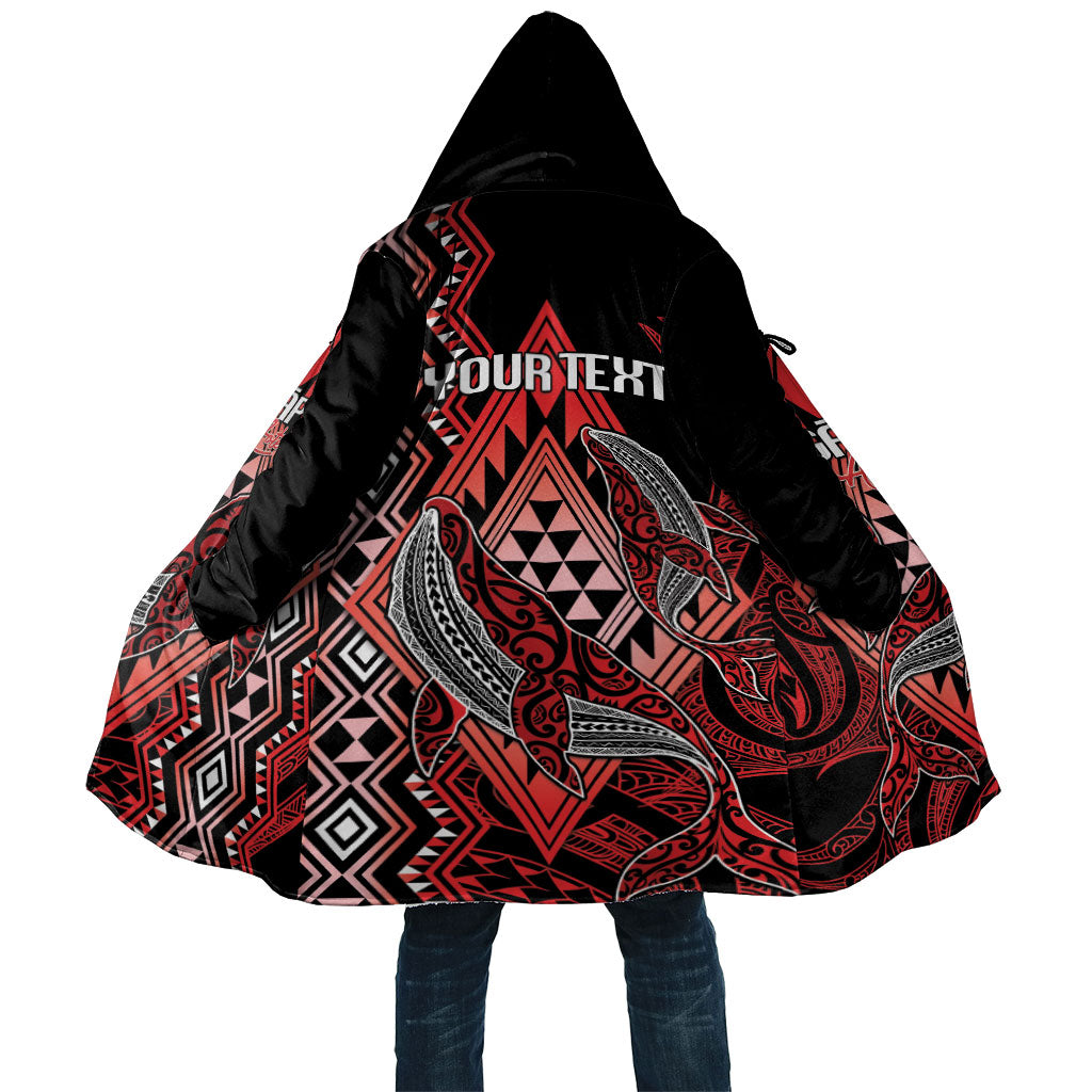 Aotearoa Iwi Ngapuhi Personalised Cloak NZ Maori Humpback Whale Taniko Motifs LT14 Unisex Red - Polynesian Pride