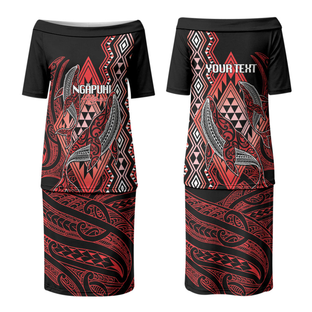 Aotearoa Iwi Ngapuhi Personalised Couples Matching Puletasi and Hawaiian Shirt NZ Maori Humpback Whale Taniko Motifs LT14 - Polynesian Pride