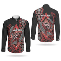 Aotearoa Iwi Ngapuhi Personalised Couples Matching Tank Maxi Dress and Long Sleeve Button Shirt NZ Maori Humpback Whale Taniko Motifs LT14 - Polynesian Pride