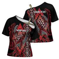 Aotearoa Iwi Ngapuhi Personalised Cross Shoulder Shirt NZ Maori Humpback Whale Taniko Motifs LT14 - Polynesian Pride