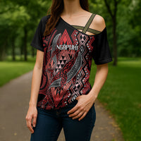 Aotearoa Iwi Ngapuhi Personalised Cross Shoulder Shirt NZ Maori Humpback Whale Taniko Motifs LT14 - Polynesian Pride