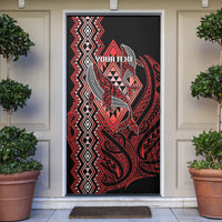 Aotearoa Iwi Ngapuhi Personalised Door Cover NZ Maori Humpback Whale Taniko Motifs LT14 Red - Polynesian Pride