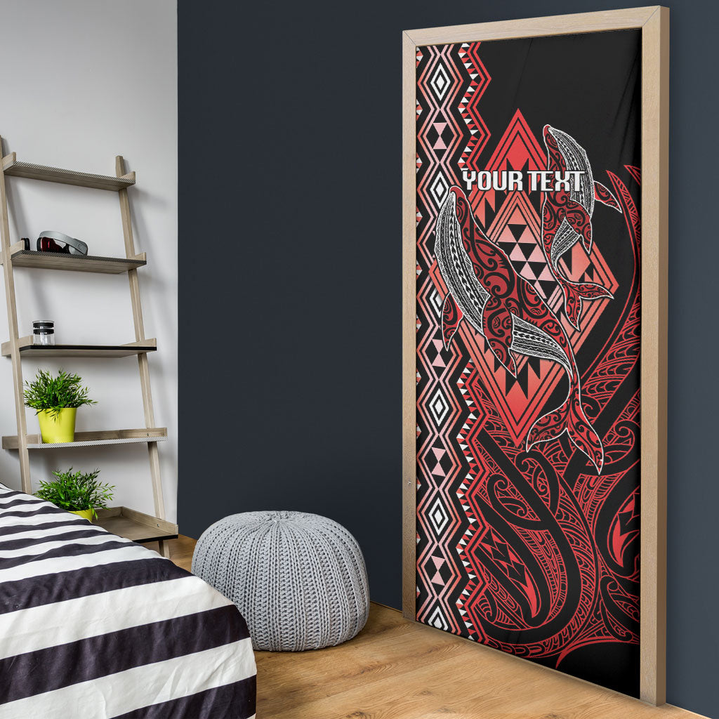 Aotearoa Iwi Ngapuhi Personalised Door Cover NZ Maori Humpback Whale Taniko Motifs LT14 - Polynesian Pride