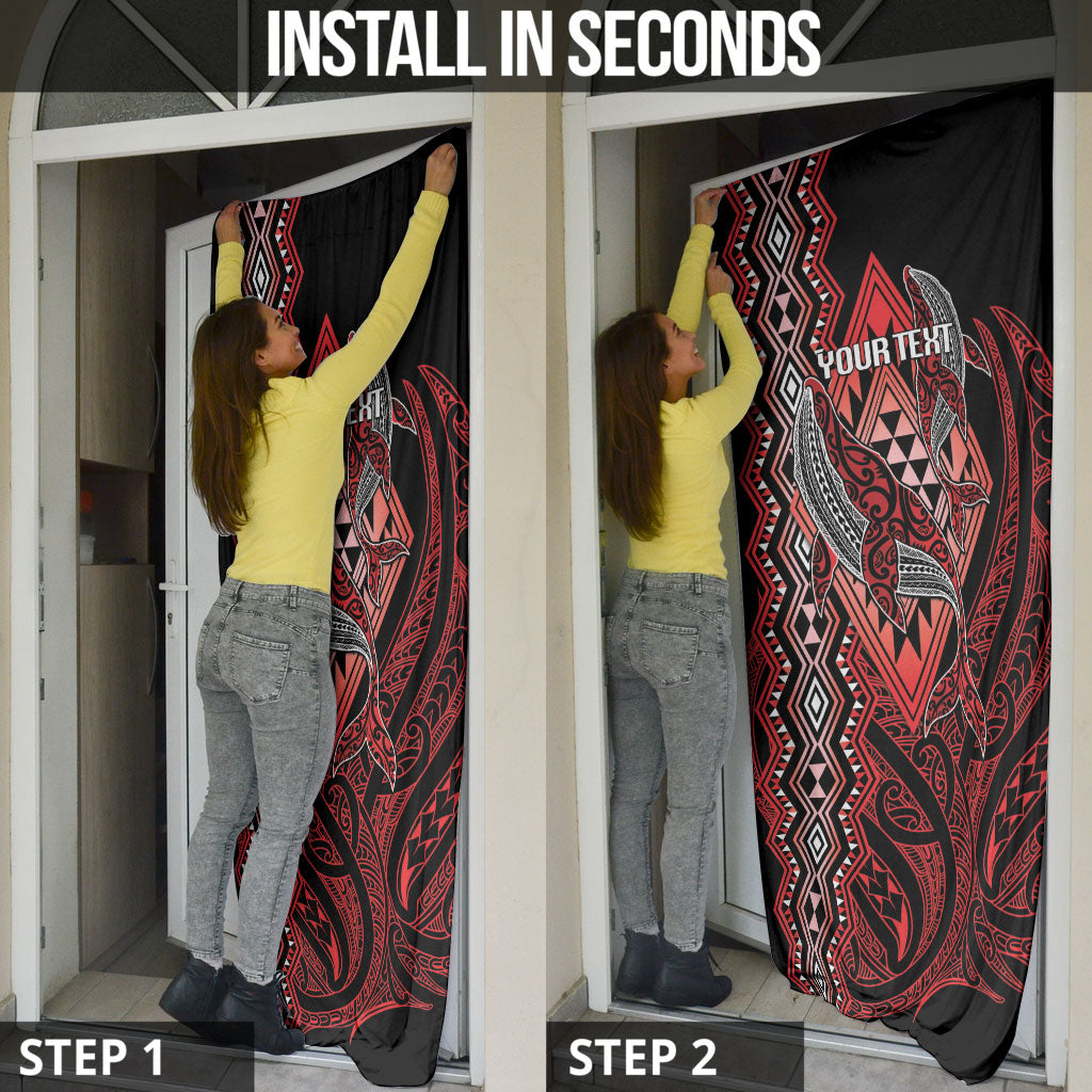Aotearoa Iwi Ngapuhi Personalised Door Cover NZ Maori Humpback Whale Taniko Motifs LT14 - Polynesian Pride