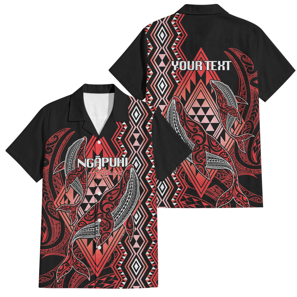 Aotearoa Iwi Ngapuhi Personalised Family Matching Tank Maxi Dress and Hawaiian Shirt NZ Maori Humpback Whale Taniko Motifs LT14 Dad's Shirt - Short Sleeve Red - Polynesian Pride