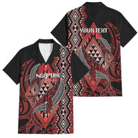 Aotearoa Iwi Ngapuhi Personalised Family Matching Tank Maxi Dress and Hawaiian Shirt NZ Maori Humpback Whale Taniko Motifs LT14 Dad's Shirt - Short Sleeve Red - Polynesian Pride