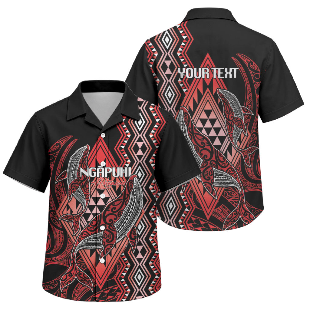 Aotearoa Iwi Ngapuhi Personalised Family Matching Tank Maxi Dress and Hawaiian Shirt NZ Maori Humpback Whale Taniko Motifs LT14 Son's Shirt Red - Polynesian Pride