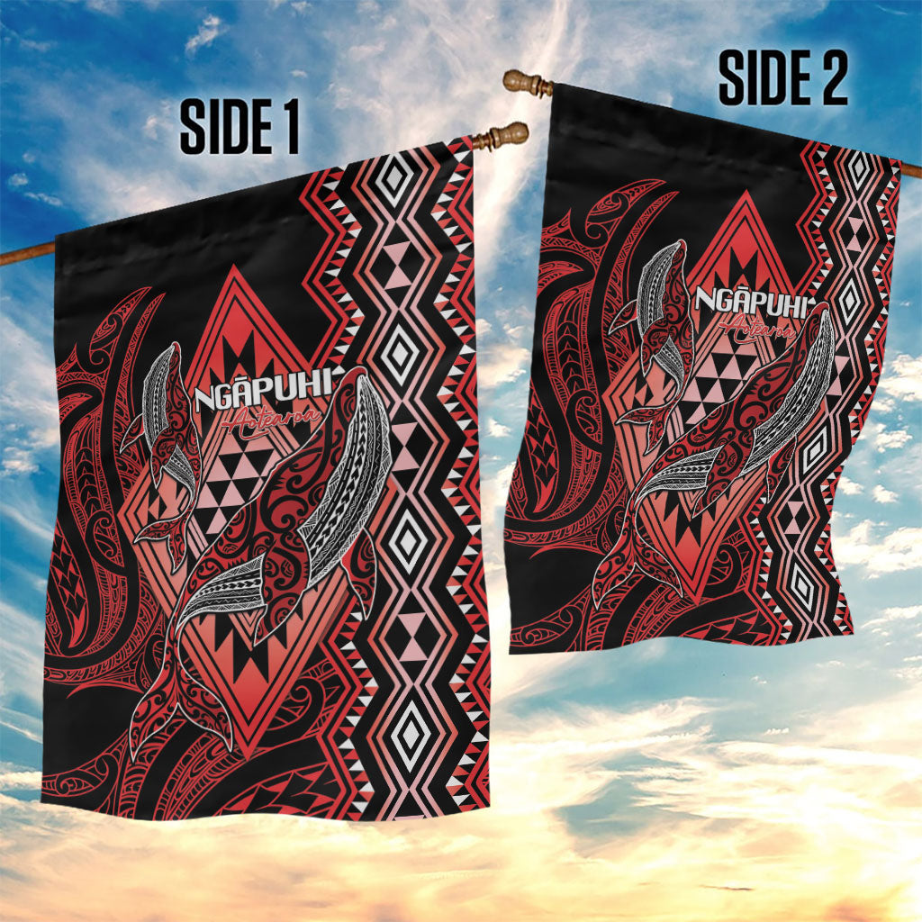 Aotearoa Iwi Ngapuhi Garden Flag NZ Maori Humpback Whale Taniko Motifs LT14 - Polynesian Pride