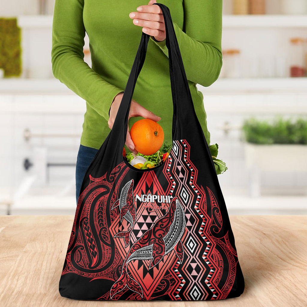 Aotearoa Iwi Ngapuhi Grocery Bag NZ Maori Humpback Whale Taniko Motifs LT14 - Polynesian Pride