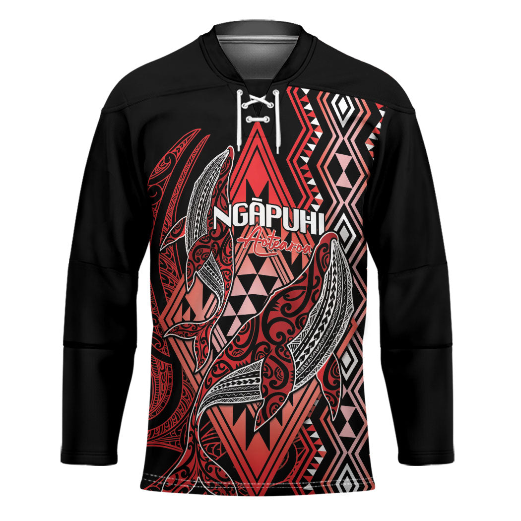 Aotearoa Iwi Ngapuhi Personalised Hockey Jersey NZ Maori Humpback Whale Taniko Motifs LT14 Unisex Red - Polynesian Pride