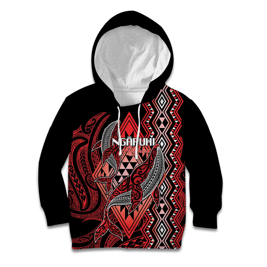 Aotearoa Iwi Ngapuhi Personalised Kid Hoodie NZ Maori Humpback Whale Taniko Motifs LT14 Hoodie Red - Polynesian Pride
