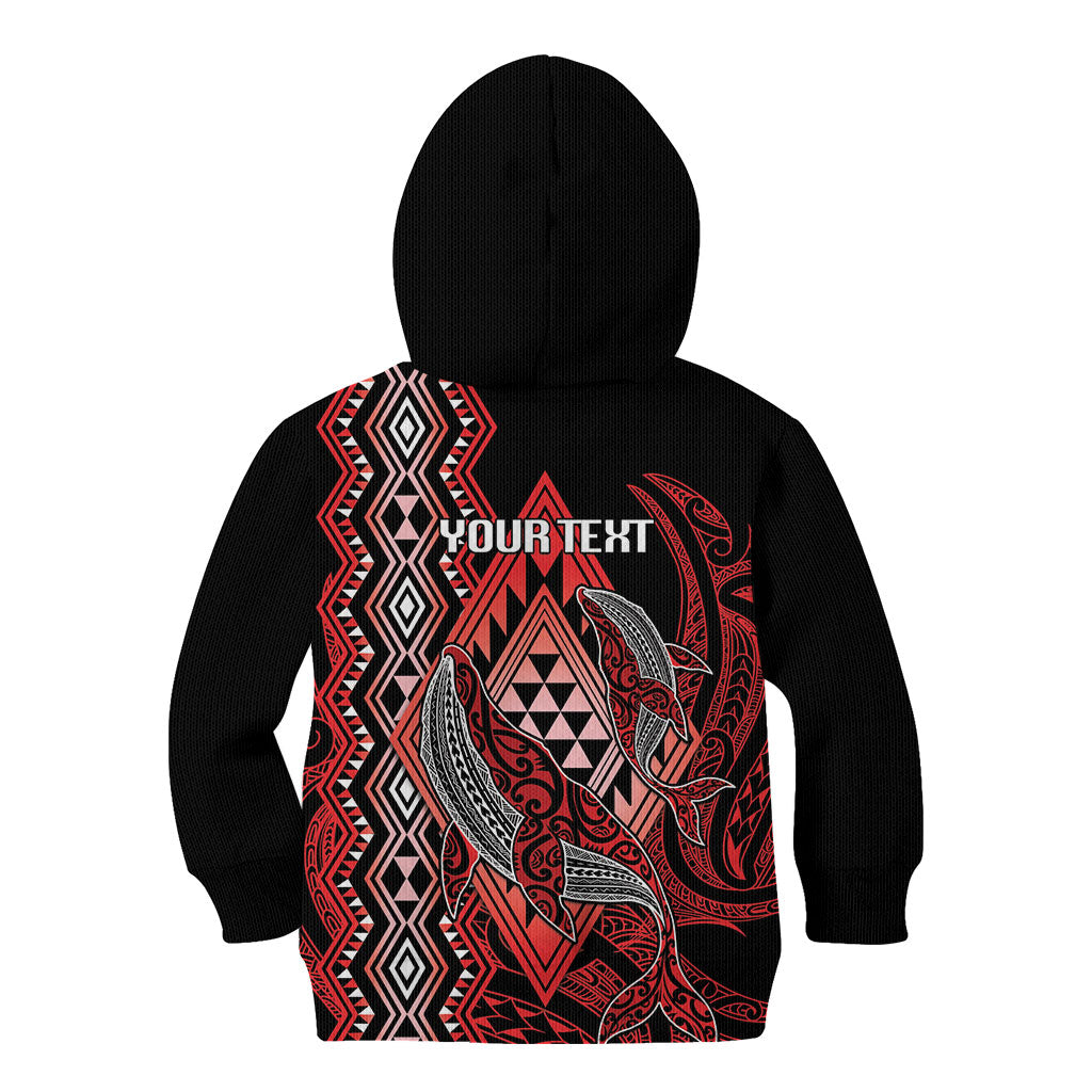 Aotearoa Iwi Ngapuhi Personalised Kid Hoodie NZ Maori Humpback Whale Taniko Motifs LT14 - Polynesian Pride