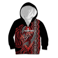 Aotearoa Iwi Ngapuhi Personalised Kid Hoodie NZ Maori Humpback Whale Taniko Motifs LT14 Zip Hoodie Red - Polynesian Pride