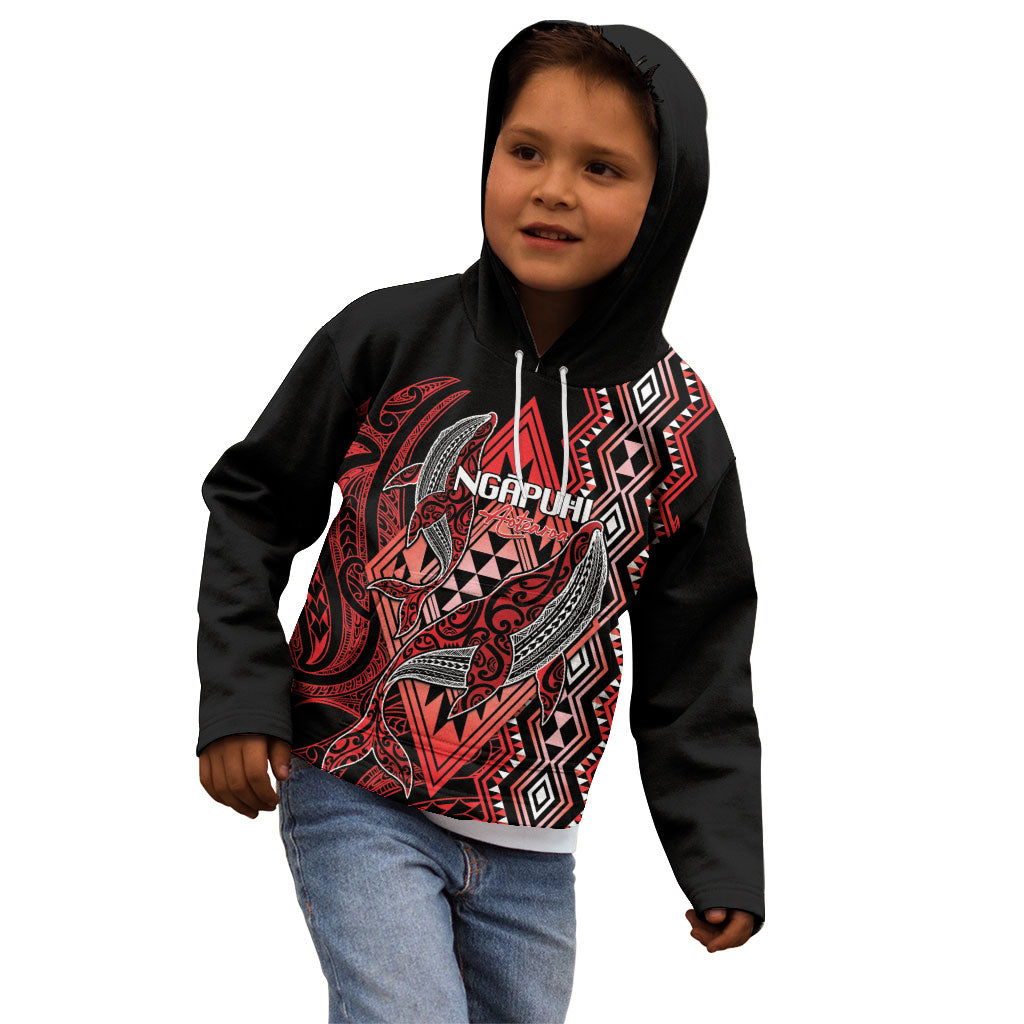 Aotearoa Iwi Ngapuhi Personalised Kid Hoodie NZ Maori Humpback Whale Taniko Motifs LT14 - Polynesian Pride