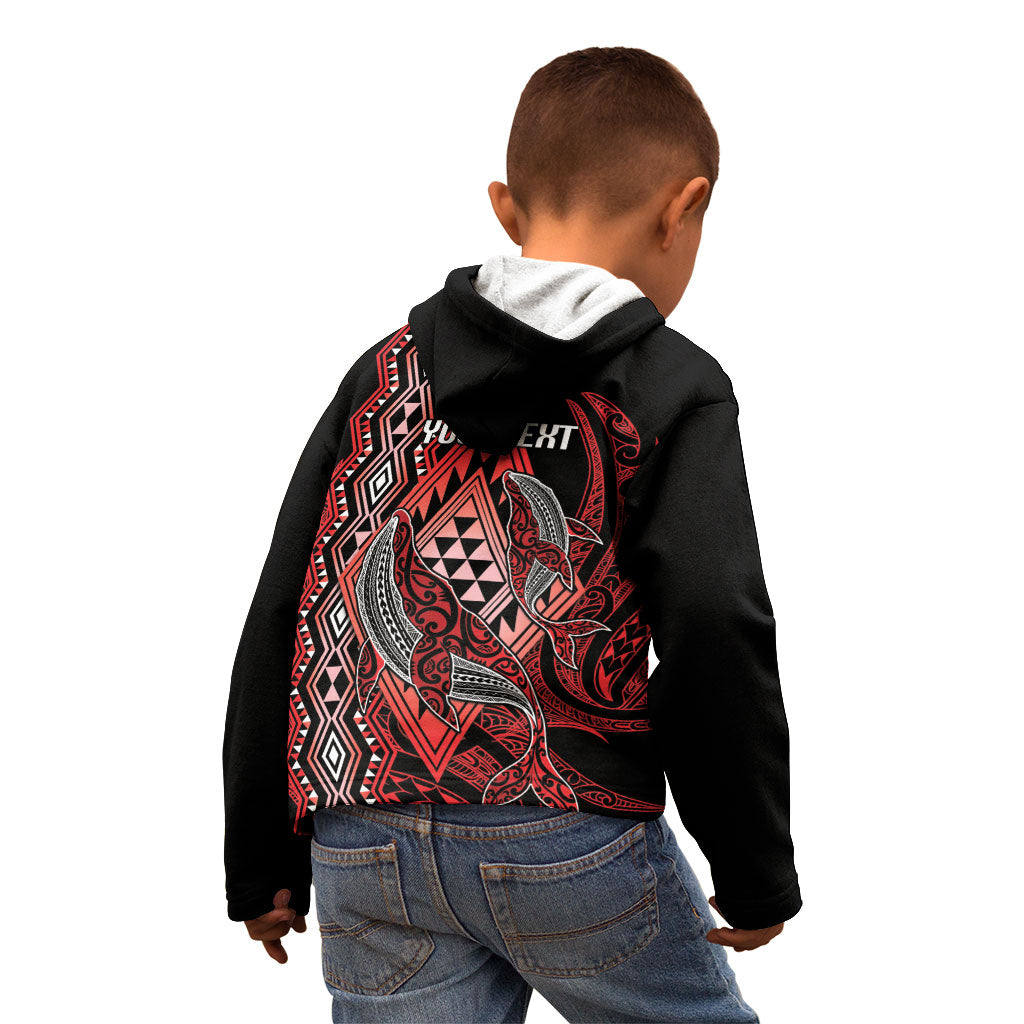 Aotearoa Iwi Ngapuhi Personalised Kid Hoodie NZ Maori Humpback Whale Taniko Motifs LT14 - Polynesian Pride
