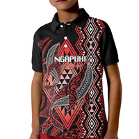 Aotearoa Iwi Ngapuhi Personalised Kid Polo Shirt NZ Maori Humpback Whale Taniko Motifs LT14 Kid Red - Polynesian Pride