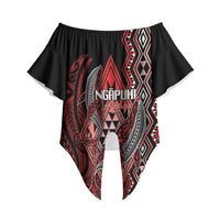 Aotearoa Iwi Ngapuhi Personalised Off Shoulder Wrap Waist Top NZ Maori Humpback Whale Taniko Motifs LT14 - Polynesian Pride