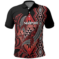 Aotearoa Iwi Ngapuhi Personalised Polo Shirt NZ Maori Humpback Whale Taniko Motifs LT14 Red - Polynesian Pride