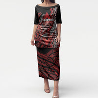 Aotearoa Iwi Ngapuhi Personalised Puletasi NZ Maori Humpback Whale Taniko Motifs LT14 Long Dress Red - Polynesian Pride