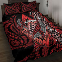Aotearoa Iwi Ngapuhi Quilt Bed Set NZ Maori Humpback Whale Taniko Motifs LT14 Red - Polynesian Pride