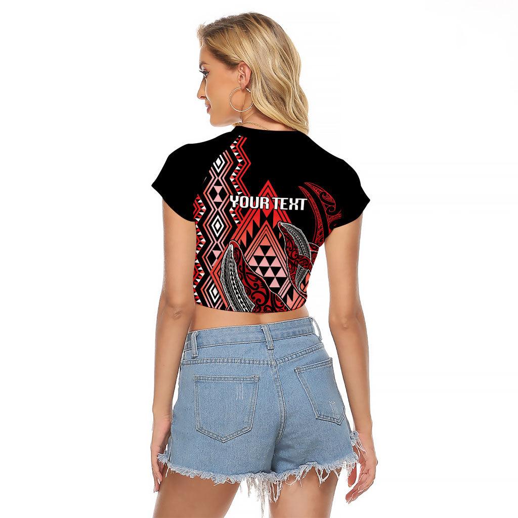 Aotearoa Iwi Ngapuhi Personalised Raglan Cropped T Shirt NZ Maori Humpback Whale Taniko Motifs LT14 - Polynesian Pride