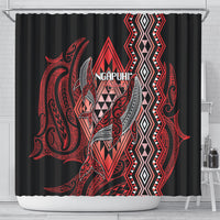 Aotearoa Iwi Ngapuhi Shower Curtain NZ Maori Humpback Whale Taniko Motifs LT14 - Polynesian Pride