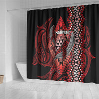 Aotearoa Iwi Ngapuhi Shower Curtain NZ Maori Humpback Whale Taniko Motifs LT14 - Polynesian Pride