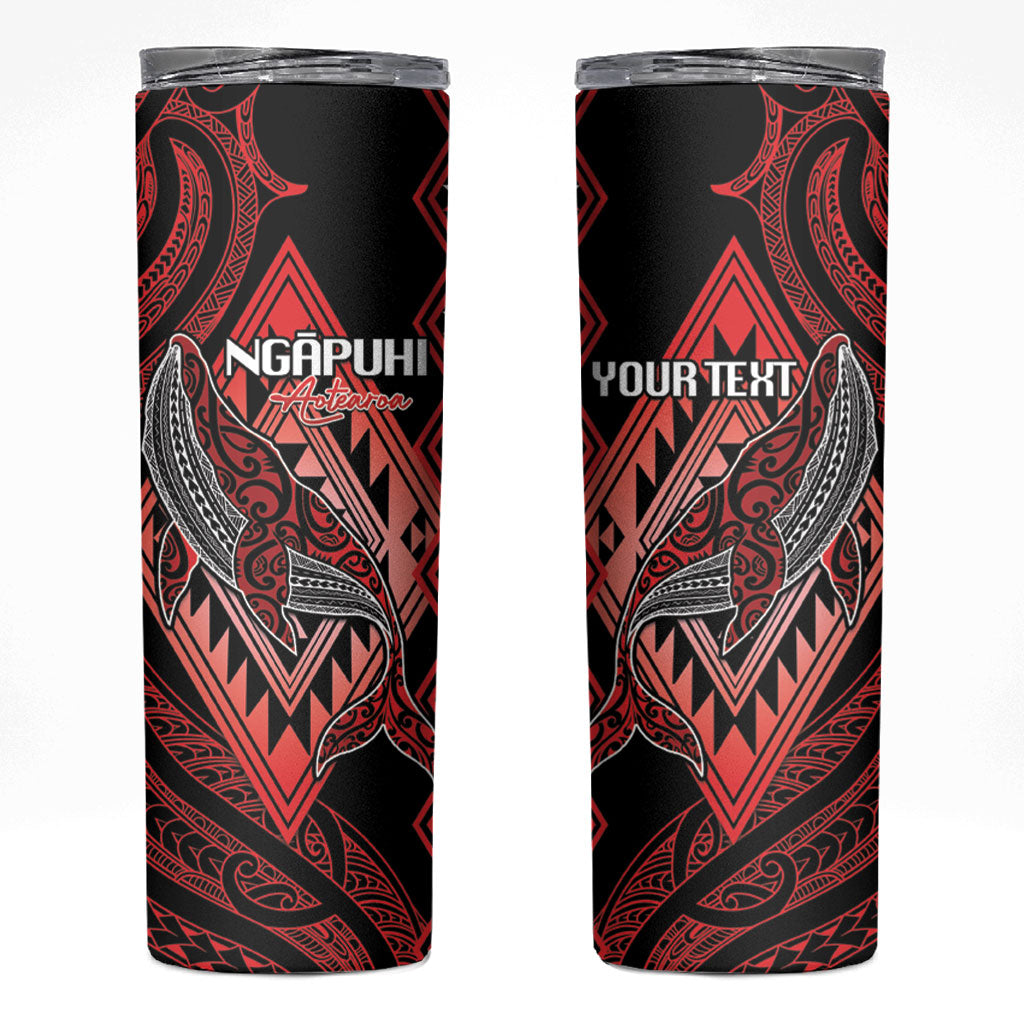 Aotearoa Iwi Ngapuhi Personalised Skinny Tumbler NZ Maori Humpback Whale Taniko Motifs LT14 Red - Polynesian Pride