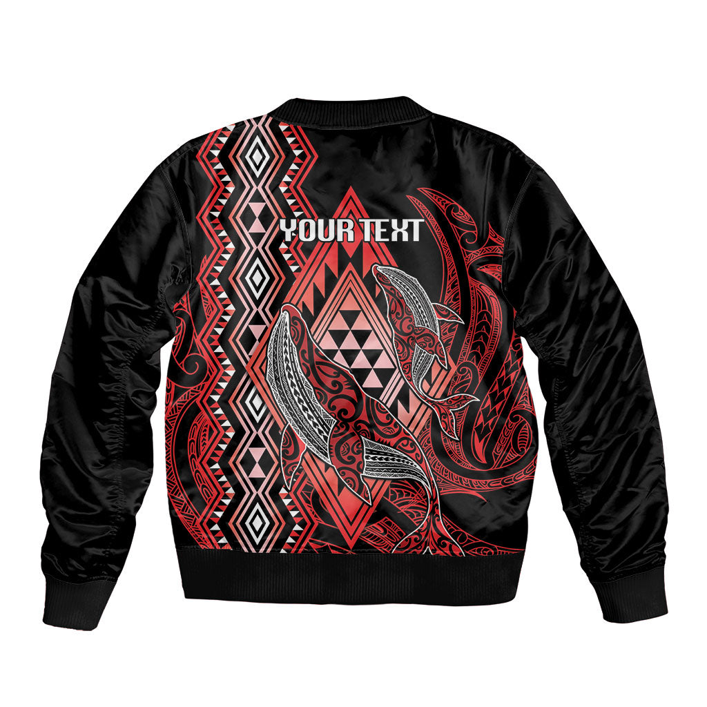 Aotearoa Iwi Ngapuhi Personalised Sleeve Zip Bomber Jacket NZ Maori Humpback Whale Taniko Motifs LT14 - Polynesian Pride