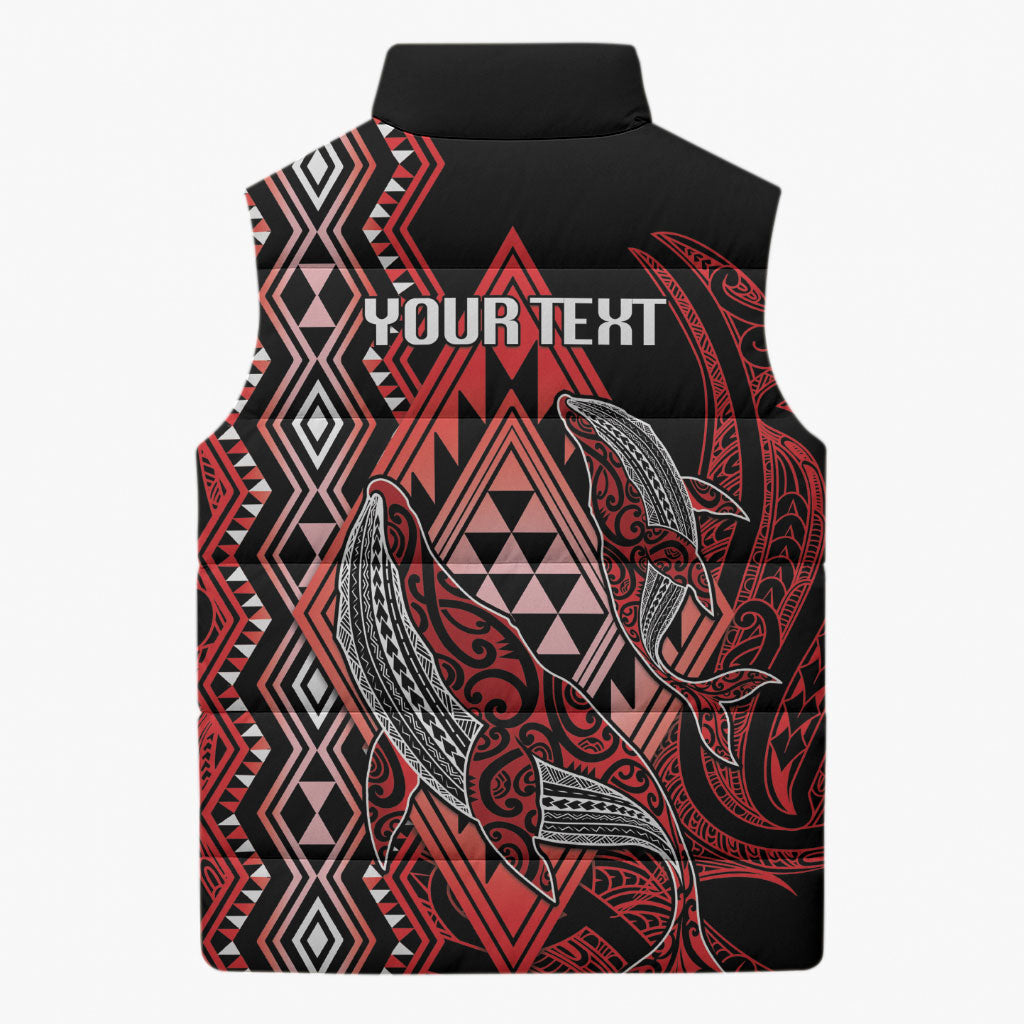 Aotearoa Iwi Ngapuhi Personalised Sleeveless Puffer Jacket NZ Maori Humpback Whale Taniko Motifs LT14 - Polynesian Pride