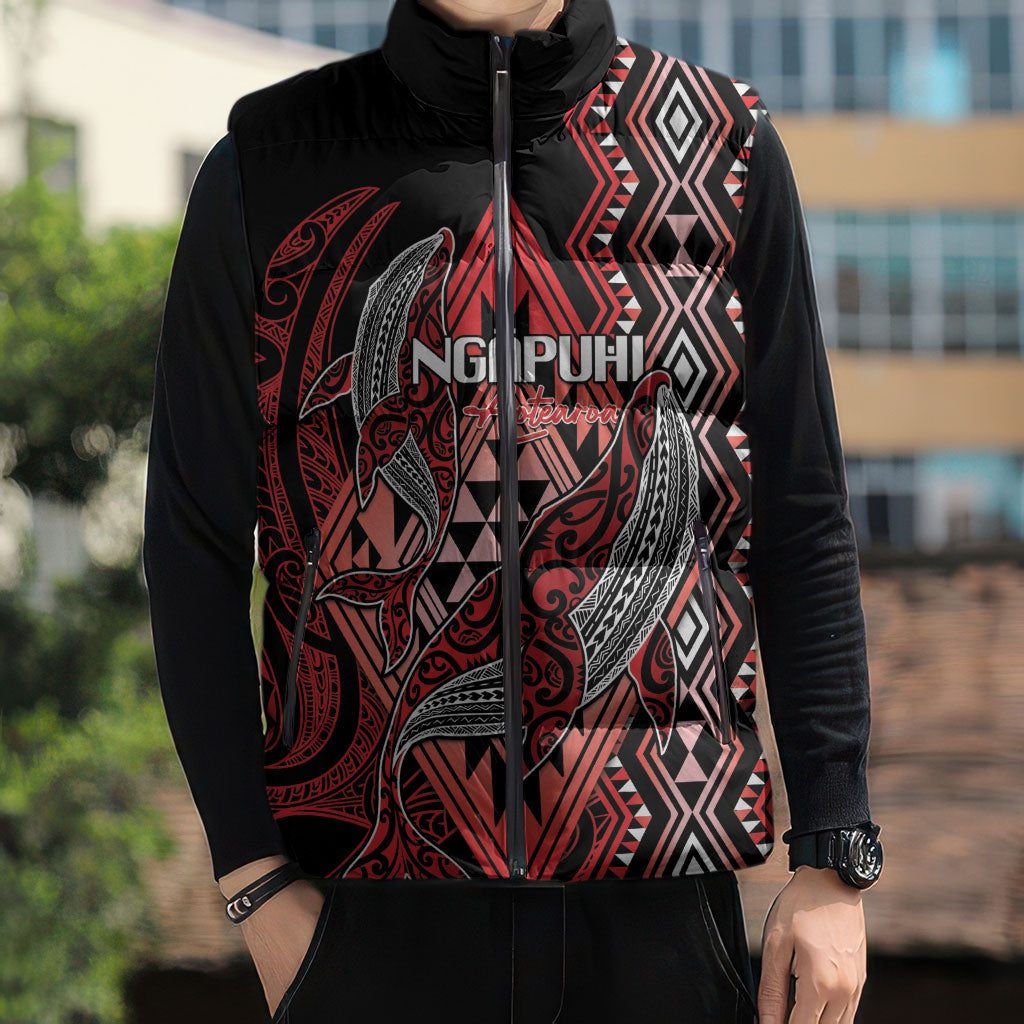 Aotearoa Iwi Ngapuhi Personalised Sleeveless Puffer Jacket NZ Maori Humpback Whale Taniko Motifs LT14 - Polynesian Pride