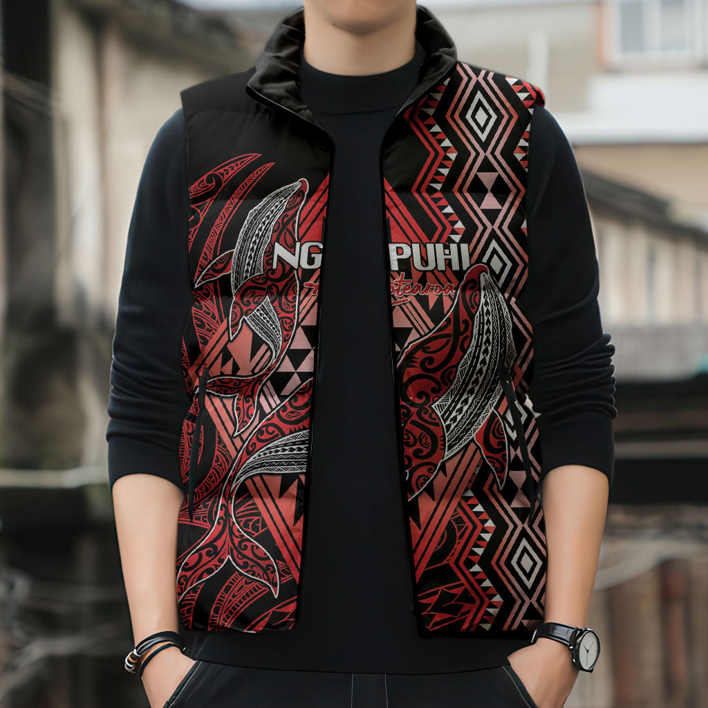 Aotearoa Iwi Ngapuhi Personalised Sleeveless Puffer Jacket NZ Maori Humpback Whale Taniko Motifs LT14 - Polynesian Pride