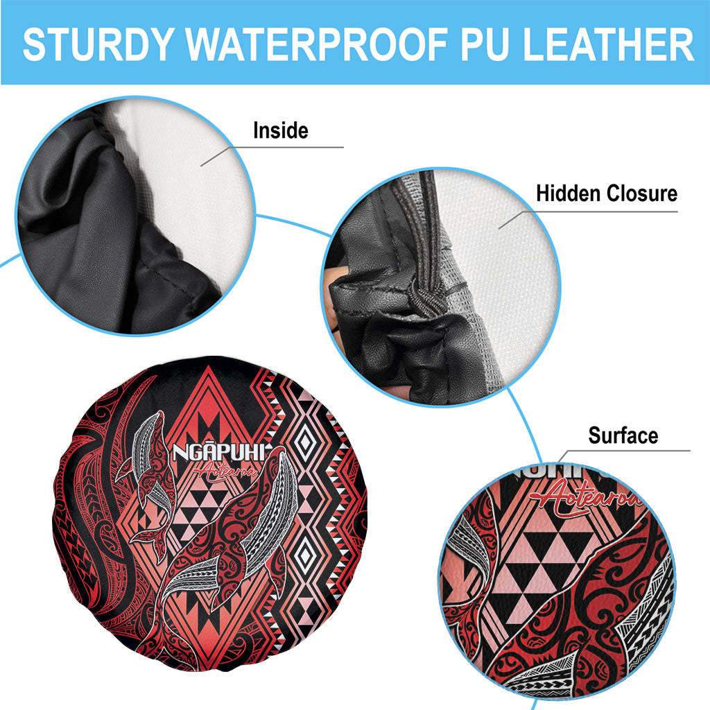 Aotearoa Iwi Ngapuhi Spare Tire Cover NZ Maori Humpback Whale Taniko Motifs LT14 - Polynesian Pride