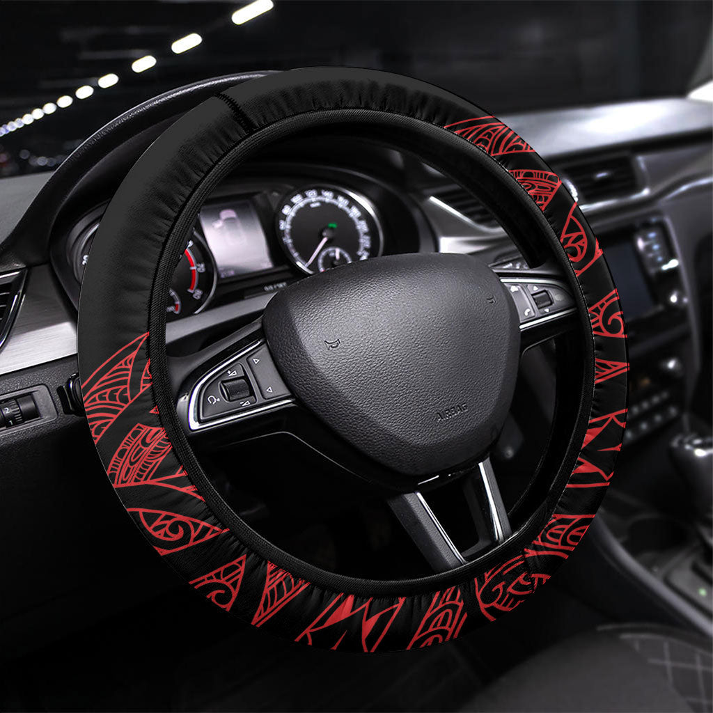 Aotearoa Iwi Ngapuhi Steering Wheel Cover NZ Maori Humpback Whale Taniko Motifs